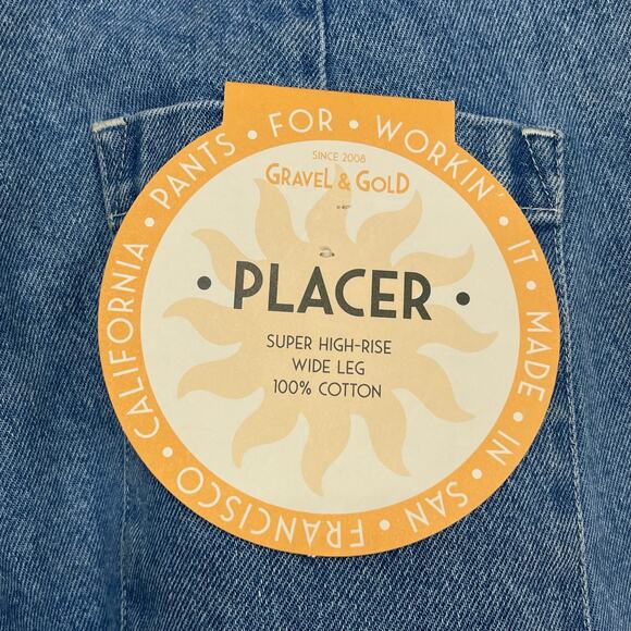 Gravel & Gold Placer Super High-Rise Wide Leg Cotton Blue Plus Size Denim Jeans - Picture 4 of 10